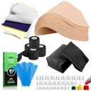 Professional Tattoo Practice Kit for Beginners, 614Pcs Realistic Training Set with 10 Fake Skin, 50 Transfer Paper, 200 Machine Covers,4 Grip Tape,50 Dental Bibs & 300 Ink Caps Tattoo Supplies