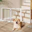 Free Standing Dog Gate Indoor, Foldable Dog Gate for Doorways Stairs Hallways, 3-Panel Freestanding Pet Gate with Support Feet for Stability, Folding Puppy Gate Easy to Move, Doggy Gate 54"x24", 3-Panel, 24"Tall
