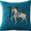 18x18'' inches Throw Pillow Cushion Covers Set Pack of 2 Pcs - Luxury Horse Embroidery Modern Style Couch Sofa Pillow Cover for Living Room Bedroom (Green)