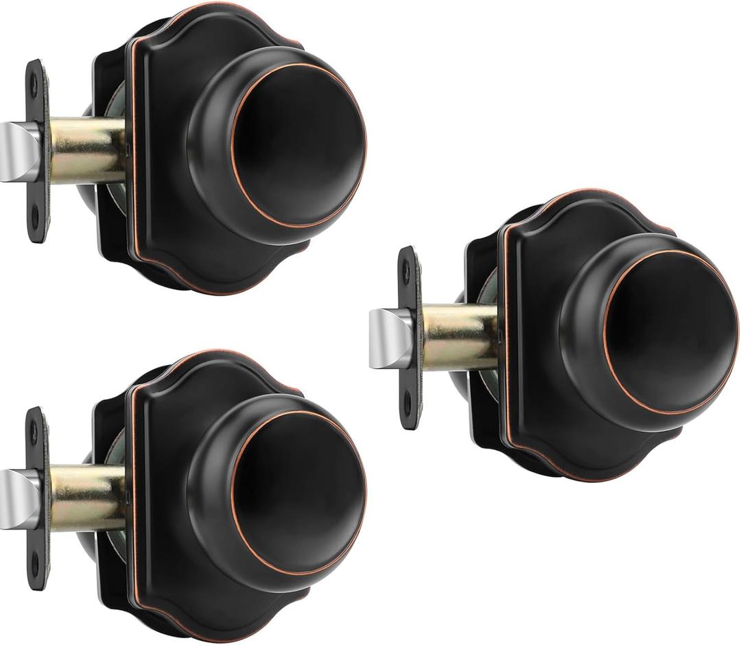 Haidms Oil Rubbed Bronze Closet Door Knobs Interior, Passage Interior Door knobs, Bronze Indoor Closet Doorknobs for Closet or Hall (3 Pack)
