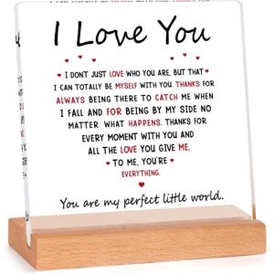 Gifts for Boyfriend Girlfriend, I Love You Acrylic Plaque Gifts for Him Her, Wedding Anniversary Birthday Gift for Men Women, Christmas Valentines Romantic Gift for Husband Wife