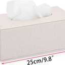 Sumnacon Tissue Box Cover Rectangle Linen Tissue Box,Stylish Tissue Box Holder with Magnetic Bottom,Decorative Tissue Cover for Bathroom Toilet Bedroom Living Room Table Desk Office, Beige