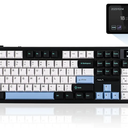 EPOMAKER X Aula F108 PRO Wireless Gaming Keyboard with Screen, 8000mAh Battery, 104 Hot-Swappable and Programmable Keys and Knob, RGB Backlight, for Mac/PC/Android (Blue&White&Black)