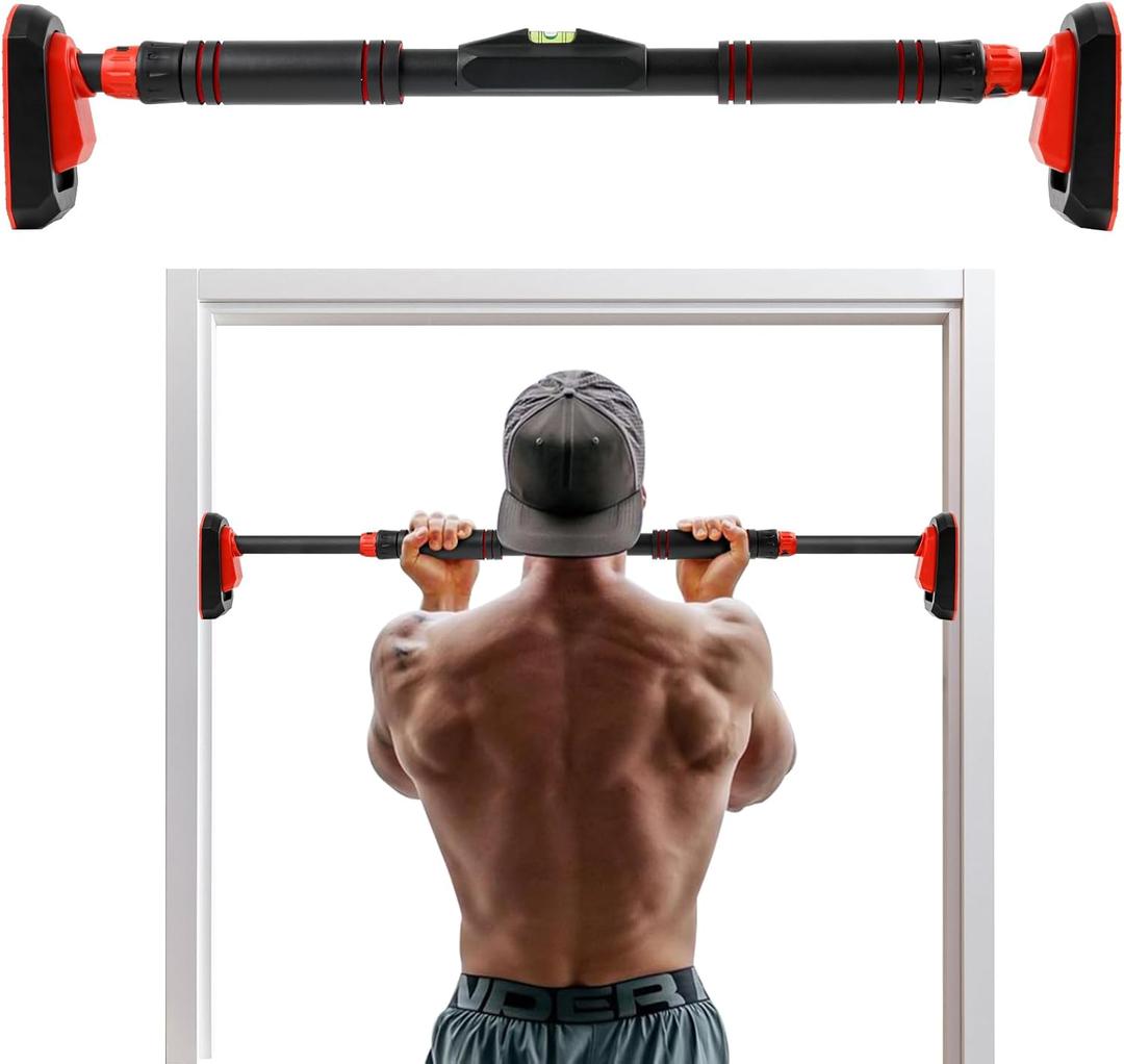 Pull Up Bar: Strength Training Chin up Bar with No Screws - Adjustable 28.7''-39.4'' Width Security Lock Pull-up Bar for Doorway - Max Load 800lbs for Home Gym Upper Body Workout Non-slip Comfort