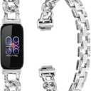 Metal Band Compatible with Fitbit Inspire 3 for Women Shiny Rhinestone Bracelet Strap Adjustable Replacement Watchband for Inspire 3 Fitness Tracker