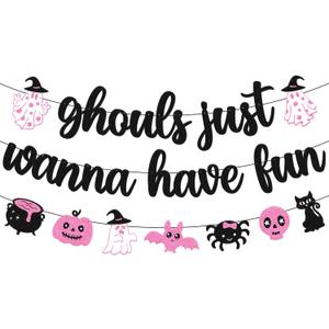 Ghouls Just Wanna Have Fun Banner Halloween Bachelorette Decorations Girls Night Witches Halloween Pumpkin Ghost Bats Spider Bachelorette Birthday Party Supplies