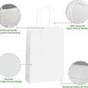 REMTAP Gift Paper Bags 5.93.28.2 50Pcs Kraft Bags with Handles Bulk Gift Bags for Wedding Party Craft Retail Packaging, Shopping, Party Favor, Retail Bag (White-S-50pcs, 5.9 * 3.2 * 8.2)
