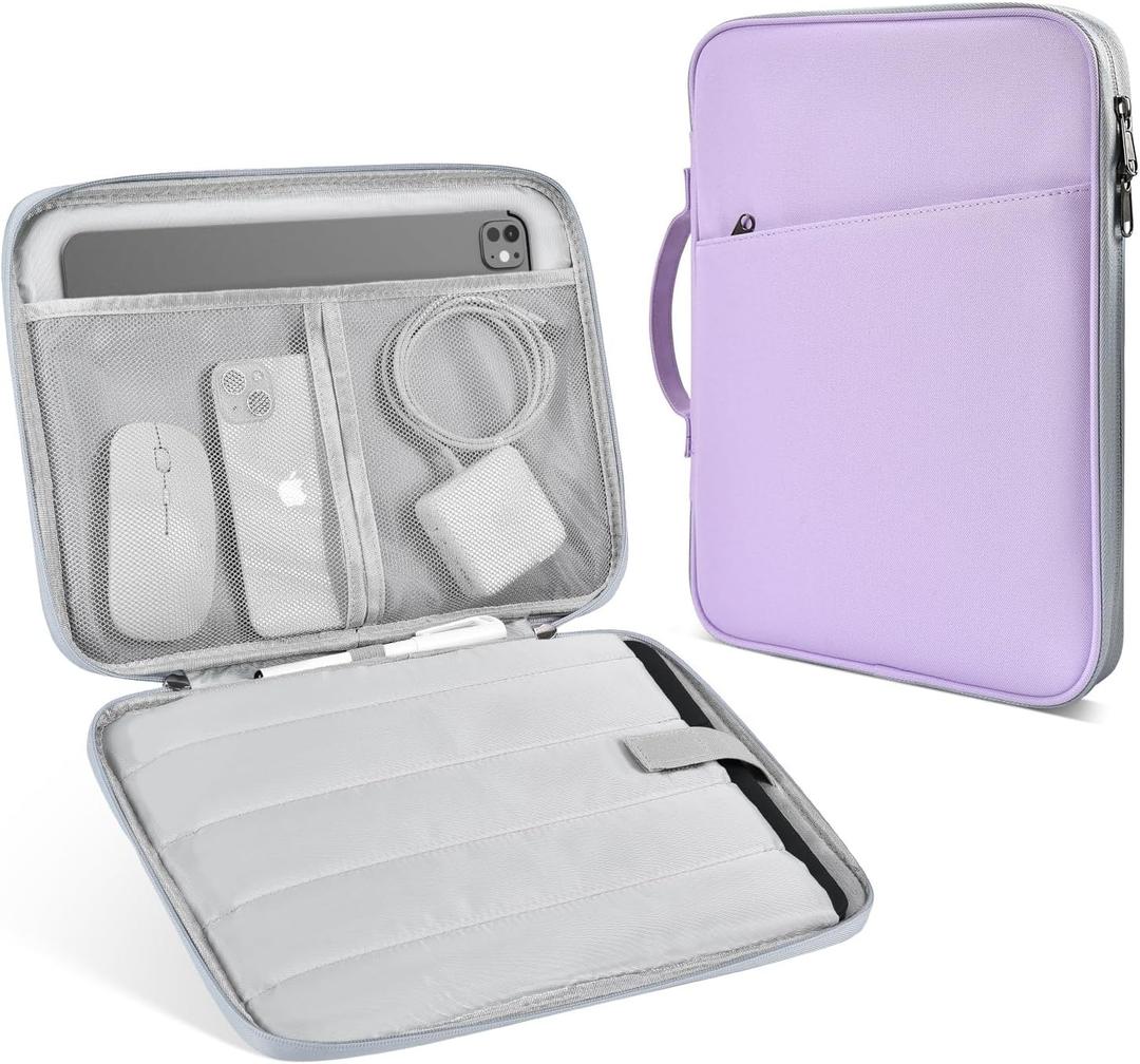12.9-13 inch iPad Pro Sleeve Carrying Bag for 2025 13 Inch iPad Pro M5/M4, iPad Air M3&M2, Polyester Bag Fit with Apple Pencil or Smart Keyboard, Purple