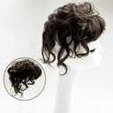 Women Short Human Hair Topper Clip in Top Hairpiece Curly Weave Closure Natural Replacement Hair Piece Wiglet Hairpiece for Thinning Hair 13x14cm Dark Brown 10"