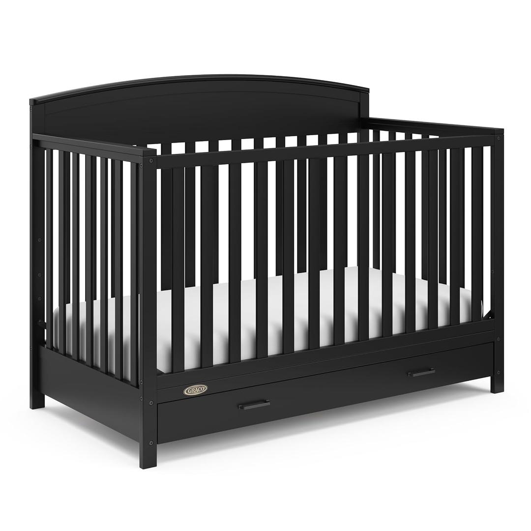 Graco Benton 5-in-1 Convertible Crib with Drawer  GREENGUARD Gold Certified, Converts from Baby Crib to Toddler Bed, Daybed and Full-Size Bed, Full-Size Nursery Storage Drawer (Black)
