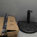 Half Round Umbrella Base - 20lb Weighted Semicircle Freestanding Resin and Concrete Umbrella Stand for Outdoor Use by Pure Garden (Black)