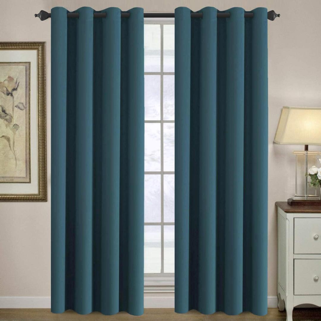 H.VERSAILTEX Blackout Curtain for Living Room Thermal Insulated Window Treatment Curtain Extra Long 84 inch Length Energy Saving Solid Grommet Top Blackout Drape, One Panel, Dark Teal, 52" W x 84" L