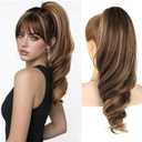 Clip In Ponytail Hair Extensions Ponytail 18" Claw Clip On Ponytail Extension for Women Long Wavy Hair Pieces for Women Synthetic Pony Tails Natural Wavy Hairpieces