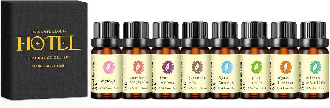 Hotel Diffuser Oil Gift Set - Inspired by The Most Popular 5-Star Hotel Scents - 10 mL, 0.34 fl oz Fragrance Oil Set - My Way, Westin White Tea and Other Luxury Hotel Scents