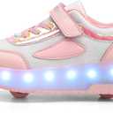 Kids Light Up Shoes with Wheels USB Chargable Colorful Light Up Roller Skate Shoes, size: 29