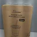 Lamosi 100 Pack 20 oz Clear Plastic Cups with Lids and Straws, Disposable Iced Coffee Cups with Lids for To-Go Cold Drinks, Smoothies and Slushie