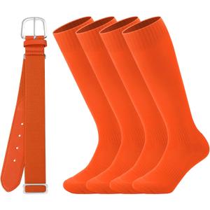 Ultrafun Kids Youth Baseball/Softball Socks and Belt Combo Set for Boys Girls (Medium, Orange)