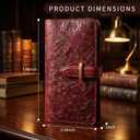 Dual Phone Holster, Genuine Leather Shock-Proof Wallet,Flip Folio Cover with Card Slot, Universal Phone Bag/HandbagRFID Blocking Safe and Durable for Applicable to Mobile Phones 6.8 in. Red