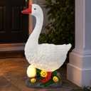 20 Inch Large Porch Goose Statue,Solar Garden Light,Weatherproof Resin, Outdoor Goose Statue & Hand-Painted Goose Decor for Yard Lawn