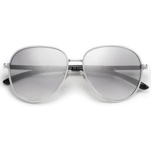 SOJOS Retro Trendy Aviator Sunglasses Women Men 90s Vintage Glasses Stylish Sunglasses SJ1216,(Silver/Silver/Black), 56