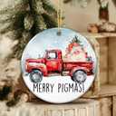 4 x Pig Ornament 2025, Merry Pigmas Christmas Ornament, White Elephant Gift  Red Truck with Santa Pig and Gifts  Farmhouse Holiday Dcor Ceramic Tree Decoration  Funny Animal Lover Ornament