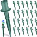 VCOKEN 20pcs Christmas Light Stakes, 6 Inch Christmas Yard Stakes C7 C9 Light Stake Universal Plastic Christmas Stake for Outdoor Decorations Use on Garden Lawn Patio Path Walkway, Green