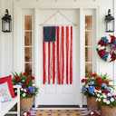 4th of July Decorations, 2.3x4.3 Ft Patriotic Bunting Ribbon Banner, American Flag Wall Hanging for Front Door, Covered Porch, America's 250th