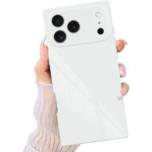 Compatible with iPhone 17 Pro Max Case Rectangle, Support Magnetic Wireless Charging, Full Camera Protection, Slim Shockproof Soft TPU for Women Men, Phone Case for iPhone 17 Pro Max White