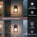 Classic Black Aluminum Wall Lamp Wet Location Outdoor Fixture, Die-Cast Aluminum & Tempered Glass, E26 Base (60W Max) for Porch, Garage, Garden (Single Pack