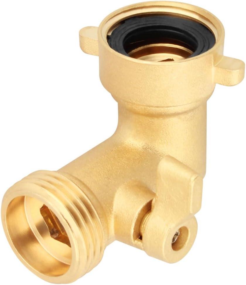 1 Pack 90 Degree Water Hose Elbow Easy Grip RV Water Hose Connector RV Drinking Water Hose Adapter Camper Residential Outdoor Garden Hose Elbow with Shut Off Valve