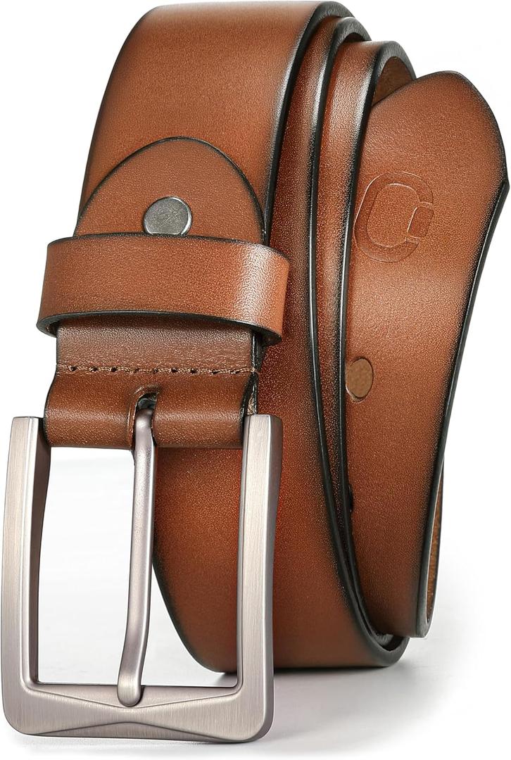 CHAOREN 1.5" Mens Belts Leather - Italian Full Grain Leather Belts - Ideal for Casul Jeans & Work Wear (Waist 43"-44", Tan)