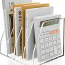 Acrylic Magazine File Holder, 4 Vertical Compartments Desk Document Sorter Organizer, Clear Folder Rack Binder for Office, Documents, Tablets, Magazines, Books  Home/Classroom Rack (B5, 4 Sections)