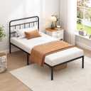 Twin Bed Frame with Classic Headboard,Strong Metal Slats Support,Under Bed Storage Space,No Box Spring Needed,Easy to Assemble,Black
