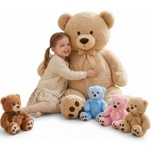 MaoGoLan 5Pcs Big Teddy Bear Plush with 4 Babies,41" Cuddly Giant Bear Stuffed Animal with Zipper Storage for Small Teddy Bear Plushies in Bulk for Baby Shower,Party Favor,Decorations,Kids,Adults