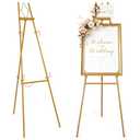 53.9" Gold Easel Stand for Sign, Heavy Duty Metal Display Easel with Storage Bag, Adjustable Art Easel for Wedding Sign, Painting, Picture (Dented details)