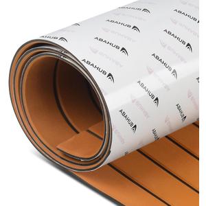 Abahub EVA Foam Boat Decking 96''x45.6''/36''/28.8''/24''/16.8'', 48''x16.8'' Self-Adhesive Faux Teak Marine Flooring Sheet Traction Pad for Boats Surfboard Swim Platform RV Floor (Brown With Black Lines)