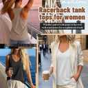 Huukeay 3 Pack Women's Tank Tops V Neck Racerback Tops Loose Fit Summer Casual Sleeveless Tee Workout Yoga Athletic Shirts(Black, White, Khaki,Large)