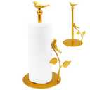 Gold Paper Towel Holder with Arm Fit Most Size Paper Roll Gold Paper Towel Holder Countertop Golden Bird Decor for Kitchen