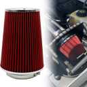 102mm 4" High Flow Round Tapered Cone Cool Air Filter Cleaner with Top Filter Design Short 231mm tall Blue