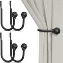 Hion Curtain Holdbacks Black 4pcs, Curtain Tiebacks Wall Mounted Curtain Hooks Holders for Drapes