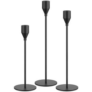 NLBTW Matte Black Taper Candle Holders, Set of 3 Metal Candlestick Holders for Candle Sticks Holder Decor, Ideal for Mantle Table Centerpiece, Weddings, Dining, Housewarming Gift & Anniversaries