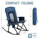 PORTAL Oversized Folding Rocking Camping Chair Portable Outdoor Rocker with High Back Hard Armrests Carry Bag, Supports 400 lbs, Mesh Back