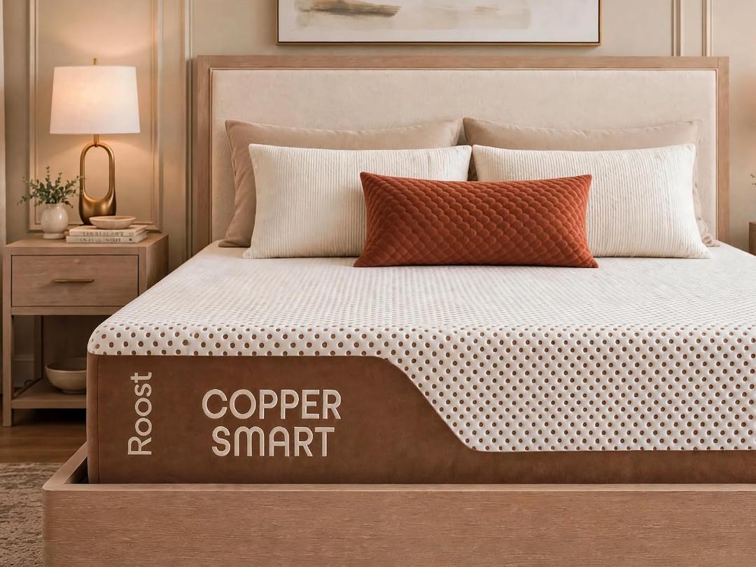 ROOST SLEEP Copper Smart Cooling Hybrid Mattress, King 14 Inch, Medium