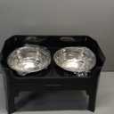 URPOWER 3-in-1 Elevated Dog Bowls - Mess Proof Double Deck 4 Height Adjustable Raised Stand with 2 Stainless Steel Food Bowls & Licking Plate for Small, Medium & Large Dogs (Black)