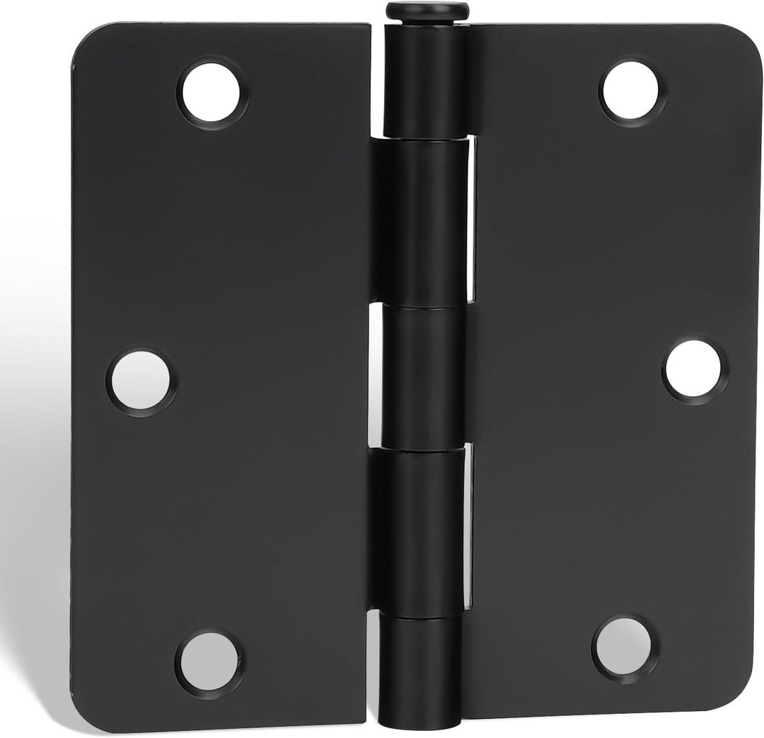 goldenwarm 18Pack Black Door Hinges 3.5 Inch Rounded Interior Door Hinges Black Matte 3-1/2'' with 1/4'' Radius Corners