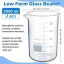 Relaxweex 2 Pcs 5000ml Borosilicate Glass Beaker, Lab Beakers Griffin Form