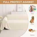 Smiry Couch Cover for Dogs, Washable Chenille Sofa Covers for 3 Cushion Couch, Soft Sofa Slipcover for Pets, Thick Sectional Furniture Protector with Tassels (Beige, 88.5x150 Inch)