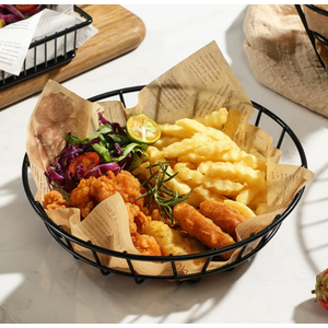 Cabilock French Fries Basket 2-Pack 10.03X10.03X1.65 Inch Wire Food Serving Baskets Reusable Metal Snack Display for Kitchen Cafe Restaurant