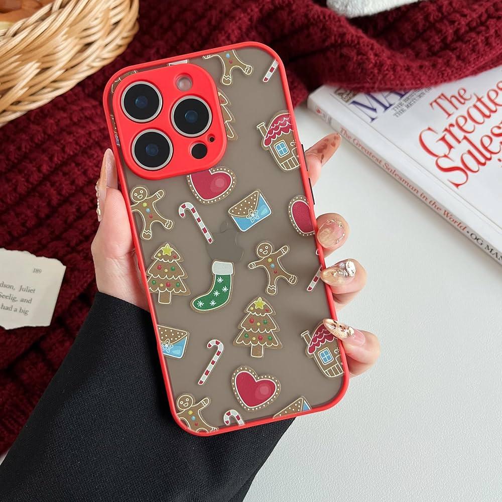 ZTOFERA Christmas Case for iPhone 15 Pro Max,Cute Merry Christmas Pattern Phone Case Gifts Translucent Silicone Hard PC +TPU Bumper Shockproof Cover for iPhone 15 Pro Max 6.7 inch-Gingerbread Man Pack of 2
