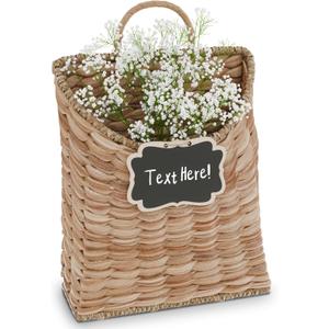 Boho Woven Wall Hanging Basket  Water Hyacinth Flat Back Basket for Front Door, Wall Mounted Storage & Entryway Organizer, Rustic Farmhouse Wall Decor, Housewarming Gift